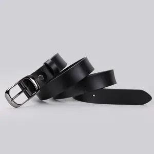 Women Black Leather Belt with Black Buckle,Ladies Classic Waist Belt for Jeans Pants Fashion Design (A-Black, Fit for Pants Size 33"-38")