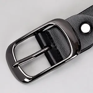 Women Black Leather Belt with Black Buckle,Ladies Classic Waist Belt for Jeans Pants Fashion Design (A-Black, Fit for Pants Size 33"-38")
