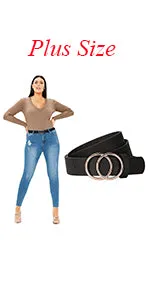 Women Black Leather Belt with Black Buckle,Ladies Classic Waist Belt for Jeans Pants Fashion Design (A-Black, Fit for Pants Size 33"-38")