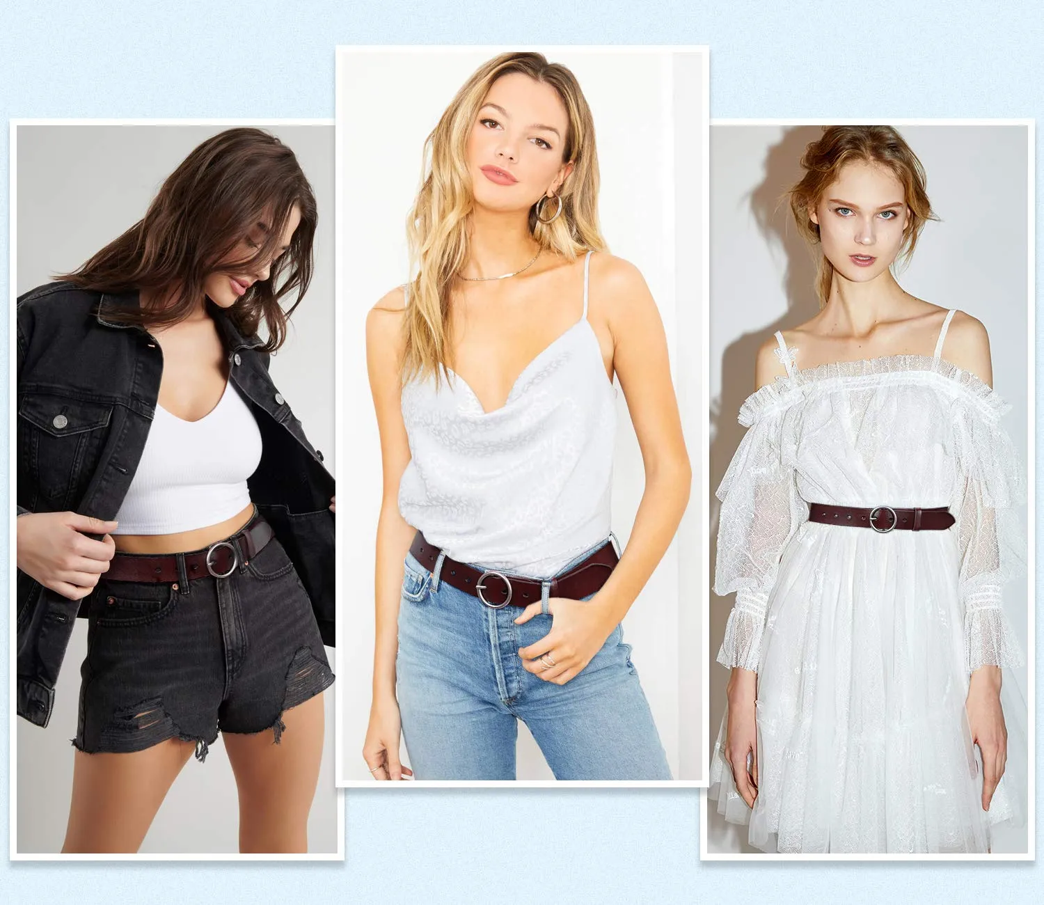 Women Casual Dress Belt Fashion Leather Belt with O Ring Buckle for Jeans Pants