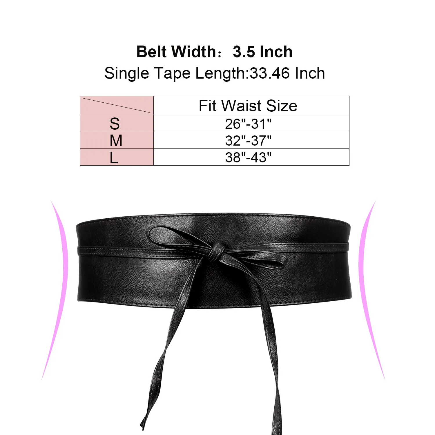 Women Halloween Faux Leather Obi Belt, JASGOOD Wide Self Tie Wrap Fashion Belt for Dress Halloween Costume