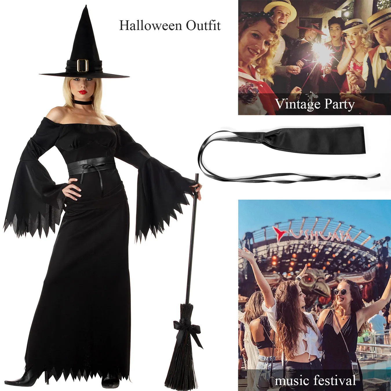 Women Halloween Faux Leather Obi Belt, JASGOOD Wide Self Tie Wrap Fashion Belt for Dress Halloween Costume