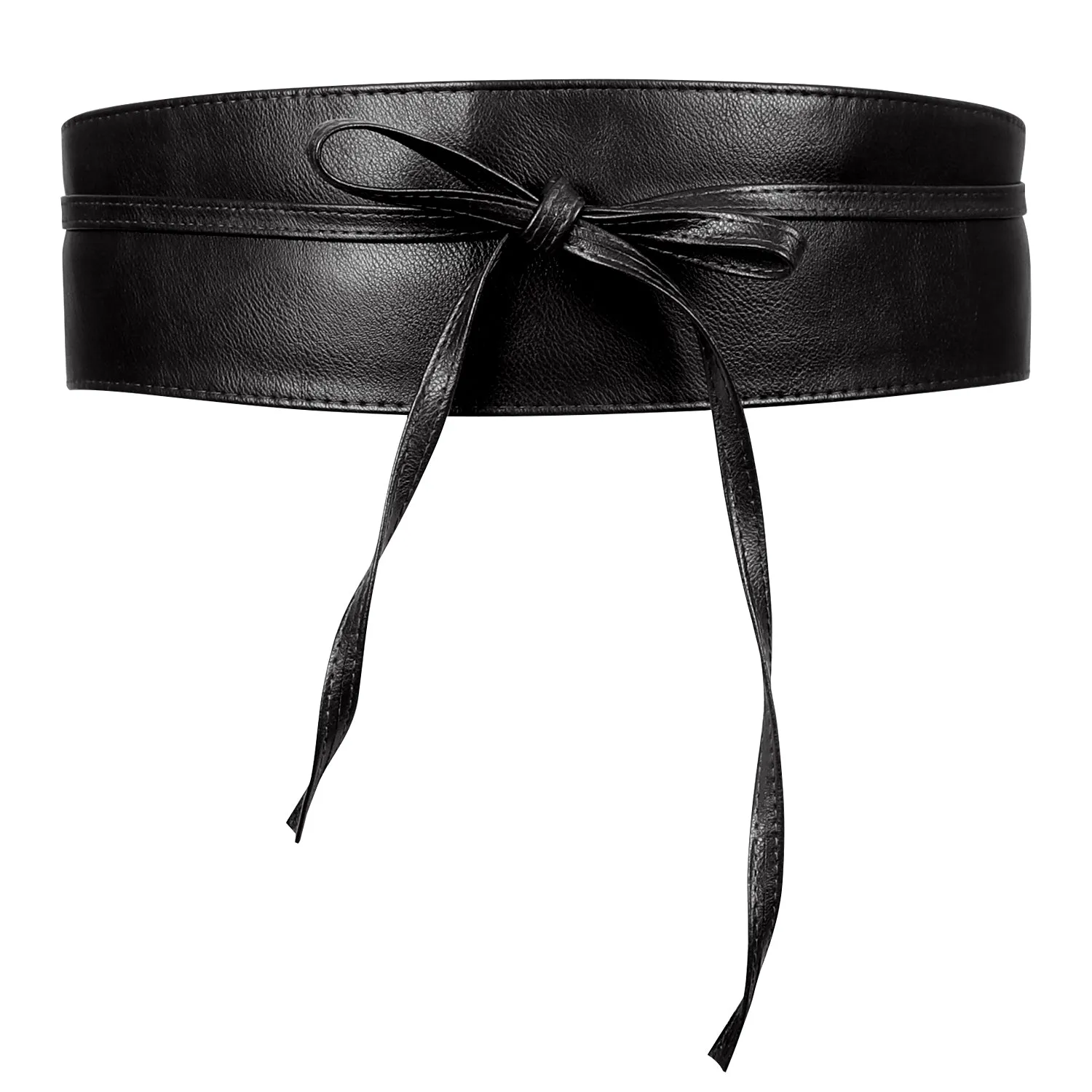 Women Halloween Faux Leather Obi Belt, JASGOOD Wide Self Tie Wrap Fashion Belt for Dress Halloween Costume