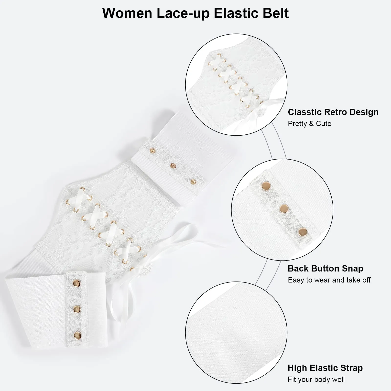 Women Lace-up Corset Waist Belt Transparent PVC Lace Crochet  Elastic Wide Belt for Dress