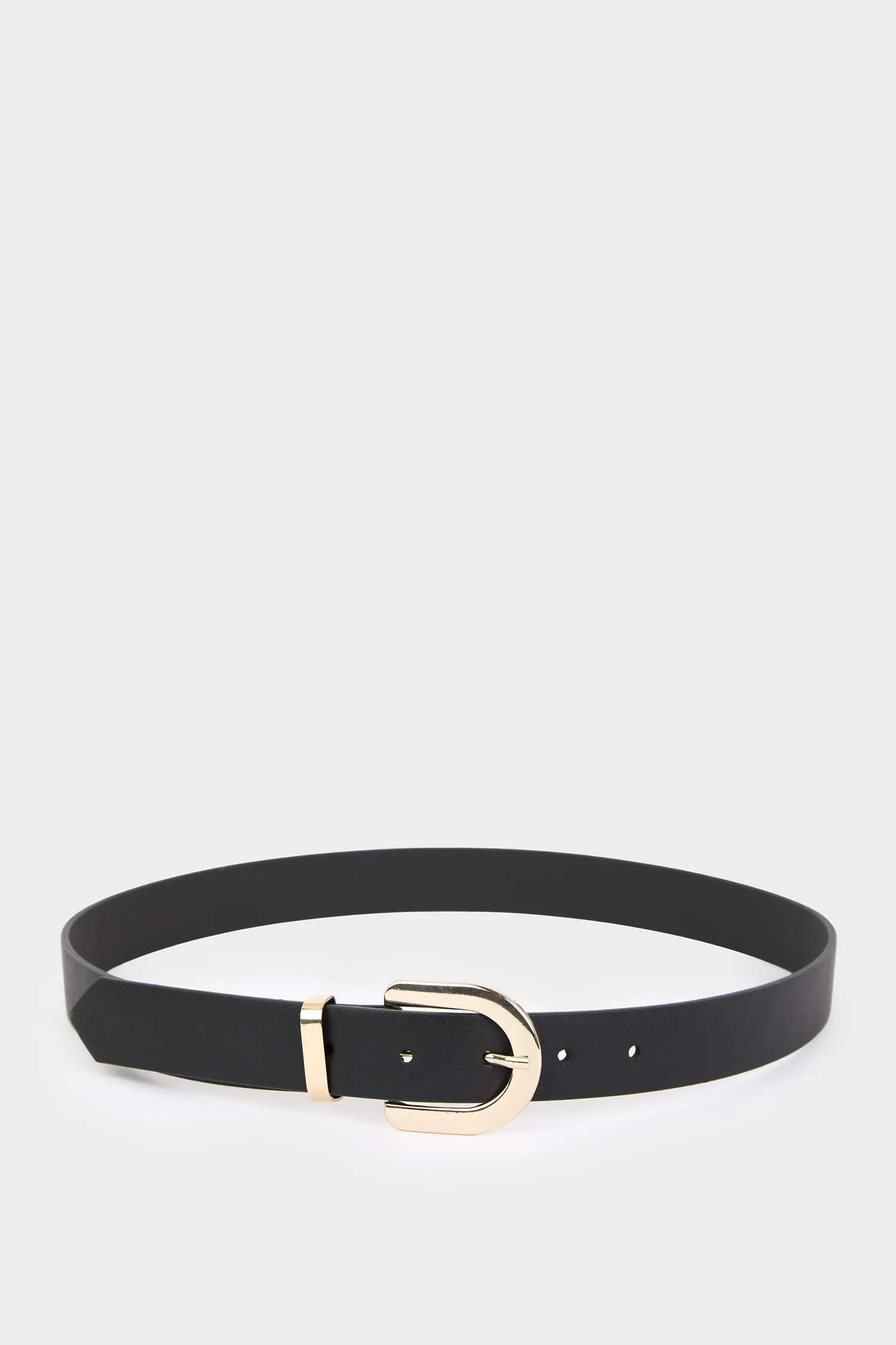 Women Oval Buckle Faux Leather Jean Belt