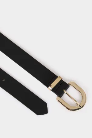 Women Oval Buckle Faux Leather Jean Belt