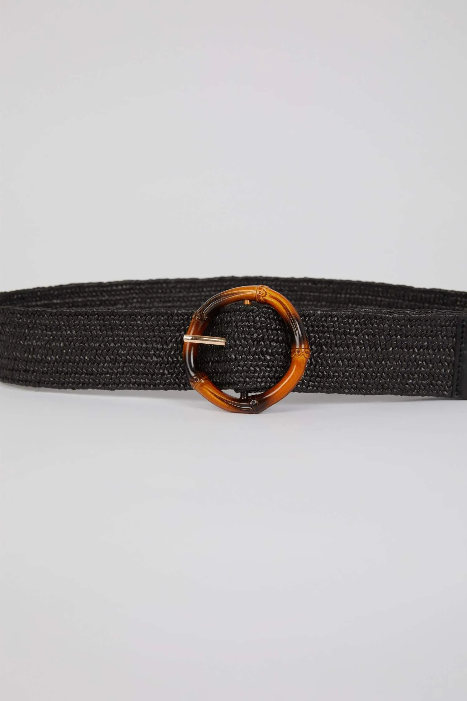Women Oval Buckle Straw Belt