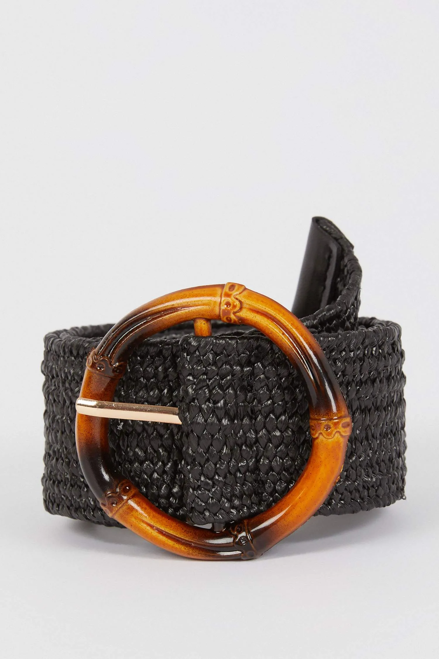 Women Oval Buckle Straw Belt