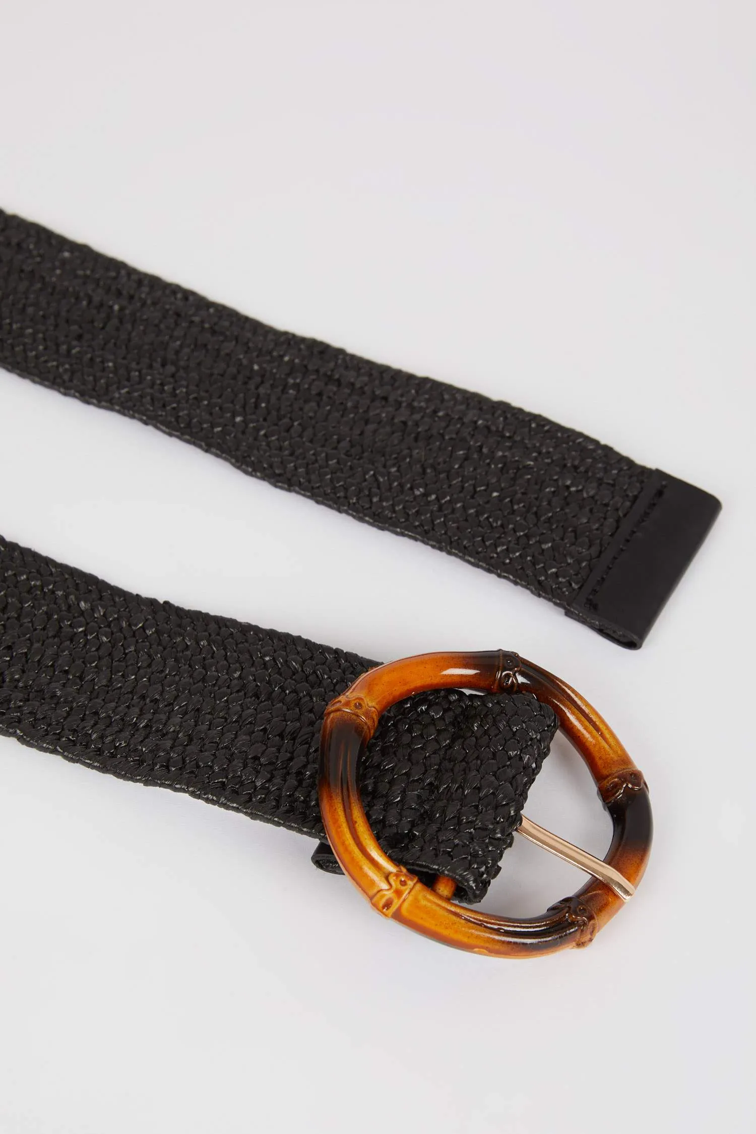 Women Oval Buckle Straw Belt