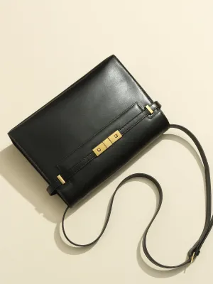 Women's Satchel Shoulder Bag Cross Body Handbag Gold Hardware Flap Top