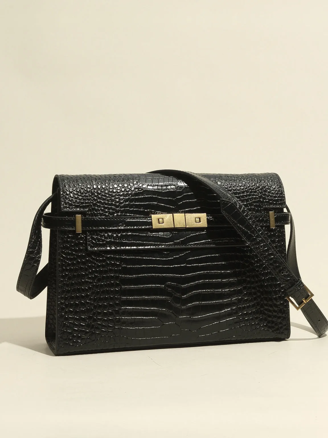 Women's Satchel Shoulder Bag Cross Body Handbag Gold Hardware Flap Top
