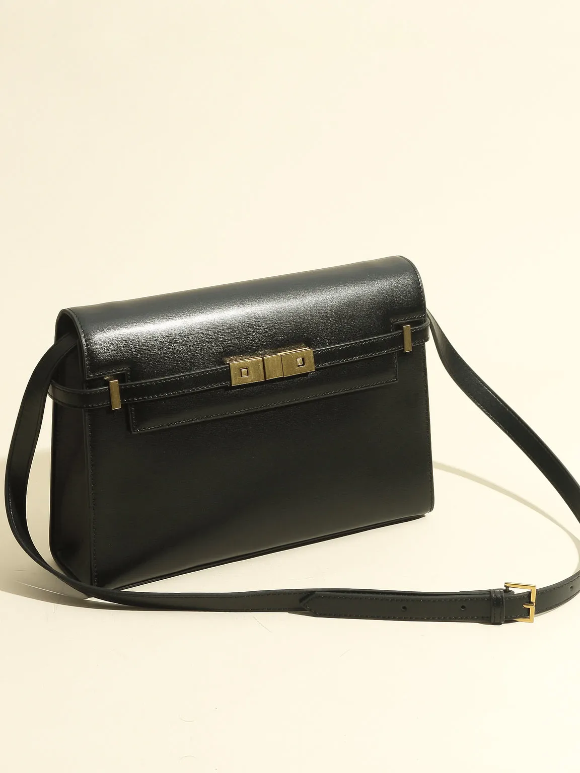 Women's Satchel Shoulder Bag Cross Body Handbag Gold Hardware Flap Top