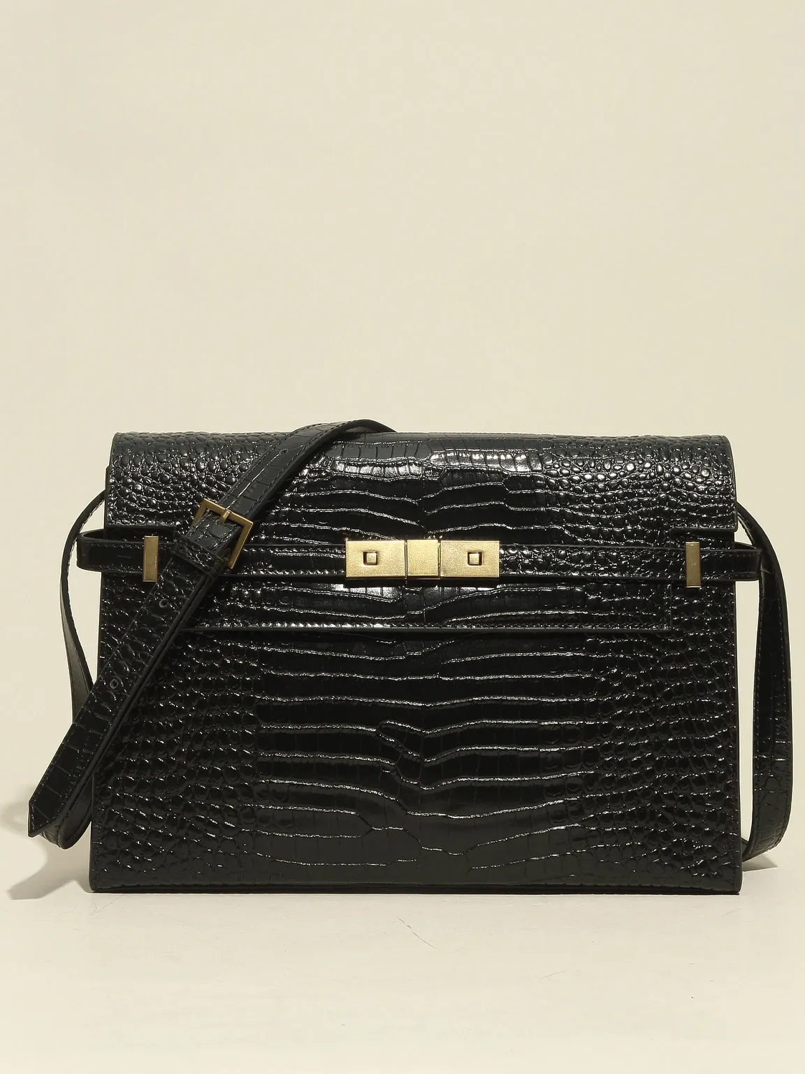 Women's Satchel Shoulder Bag Cross Body Handbag Gold Hardware Flap Top