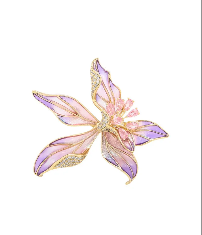 XSB134 - Crystal French iris brooch