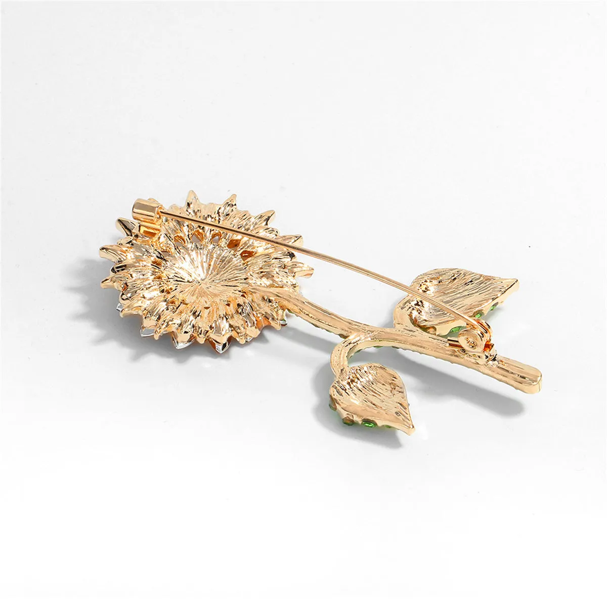 Yellow Crystal & Cubic Zirconia Sunflower Brooch
