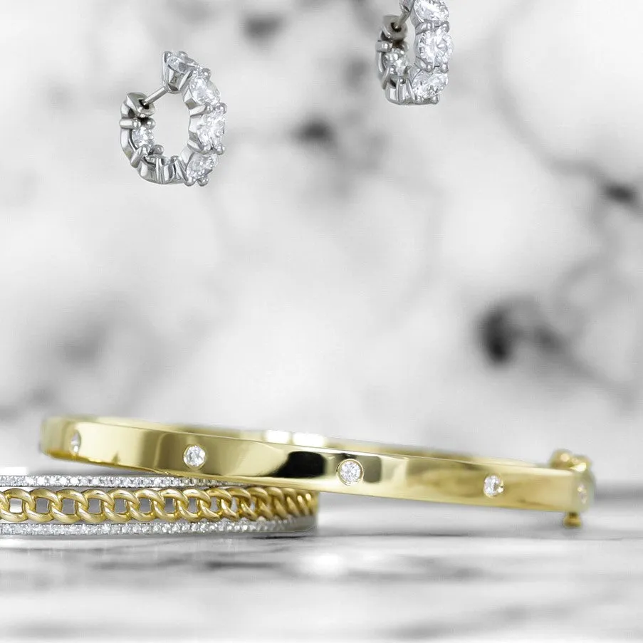 Yellow Gold and Diamond Hinged Bangle