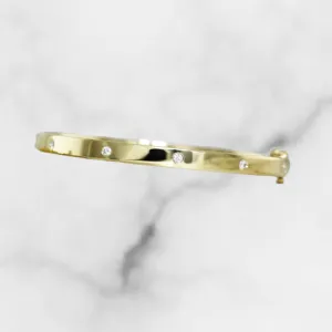 Yellow Gold and Diamond Hinged Bangle