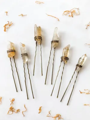 Yellow Quartz Hair Pin Set