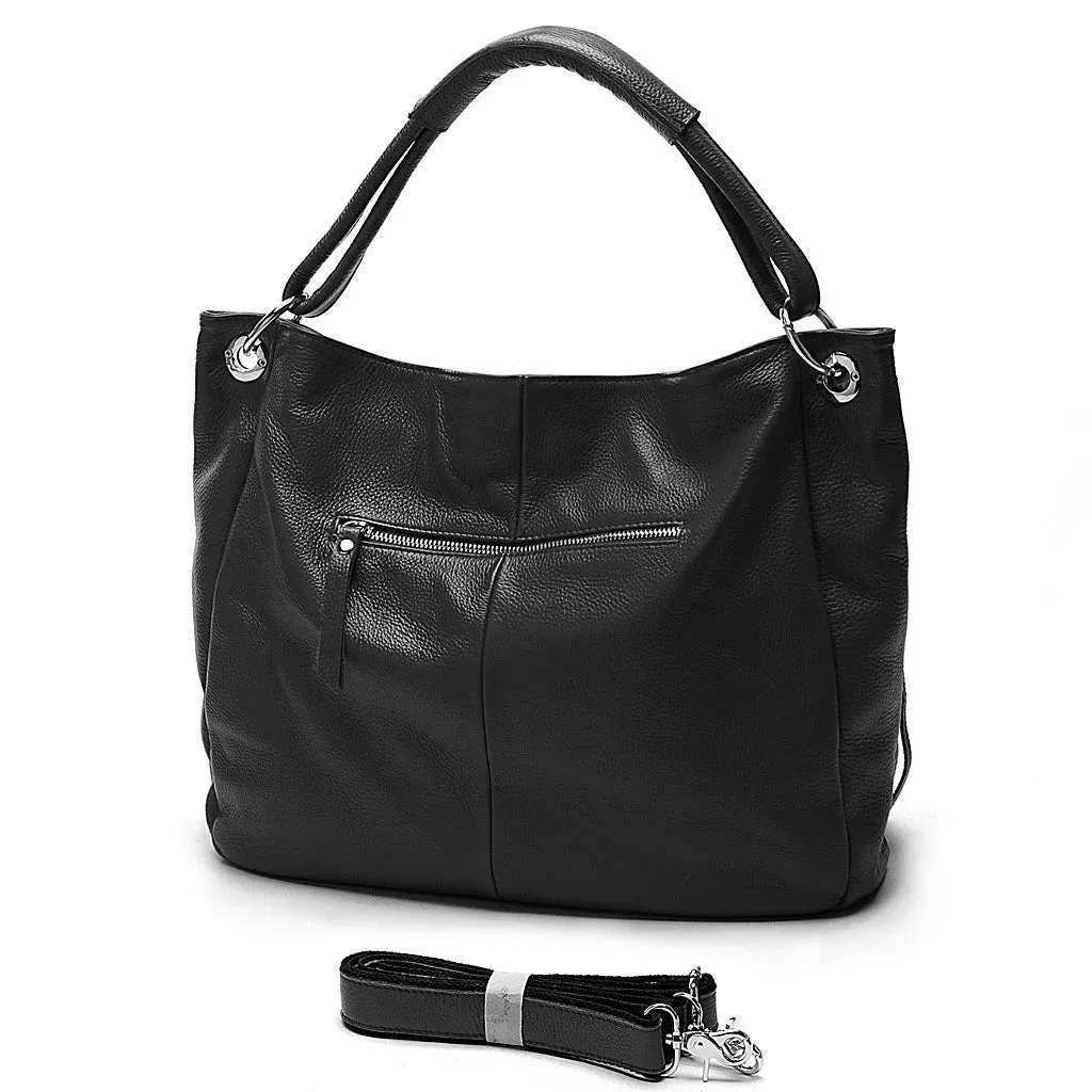 Zency 100% Soft Genuine Leather Tassel Women's Handbag Black White Ladies Shoulder Bags Messenger Satchel Crossbody Purse