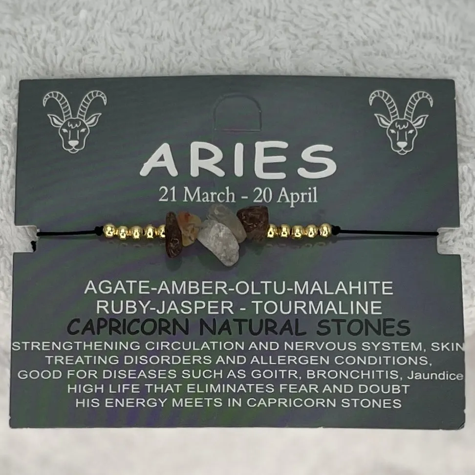 Zodiac Sign Natural Stone Bracelet Set – Radiant Elegance